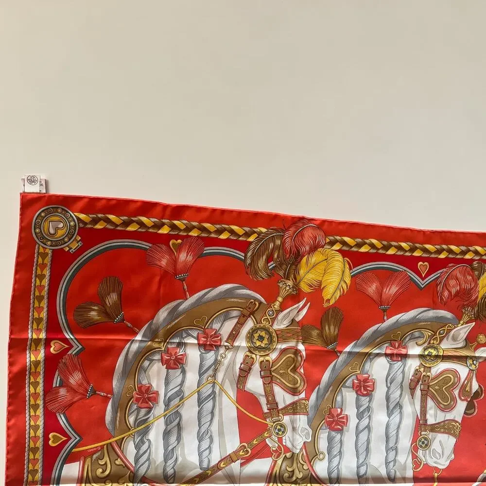 Hermès Harnais de Coeur Silk Carré 90 Scarf | Equestrian Print